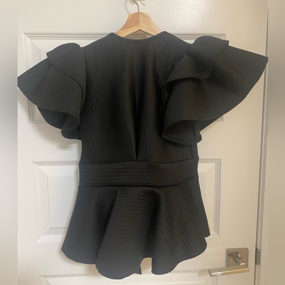 Black peplum top with bow size M - Picture 8 of 9